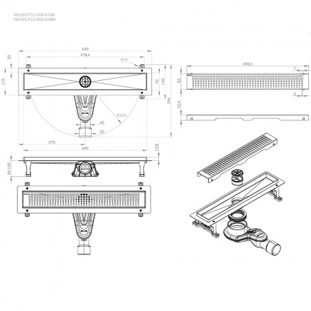 Фото душевой трап am.pm masterflow 50 см w01sc-p11-050-01sb