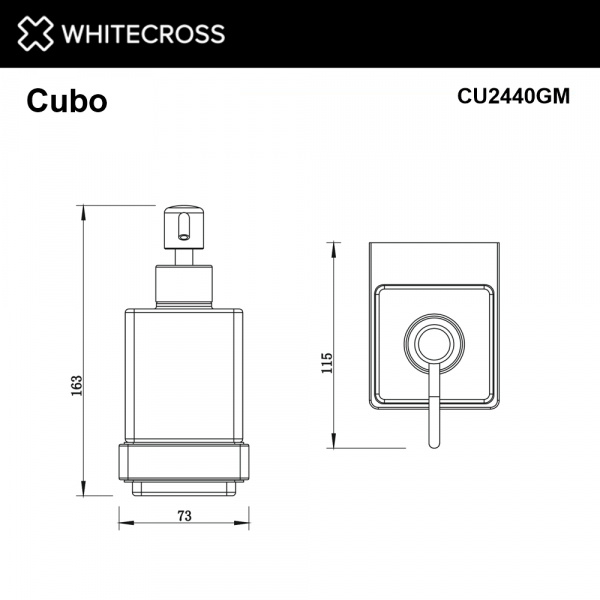 Фото дозаторы для жидкого мыла whitecross cubo cu2440gm, цвет: оружейная сталь