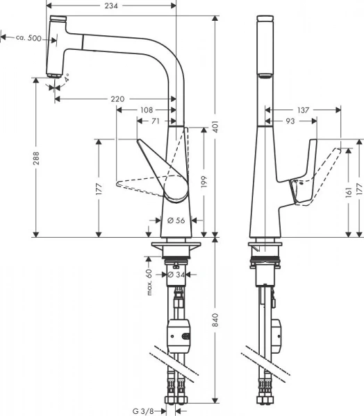 Фото смеситель для кухонной мойки hansgrohe talis select 72826000