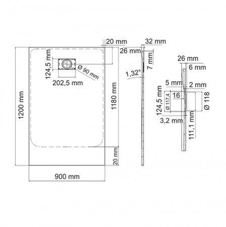 Фото поддон wasserkraft main 120x90 см 41t07