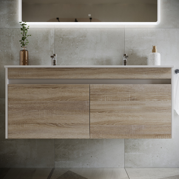 Фото тумба под раковину sancos smart 120 см, цвет: дуб бардолино/белый  sm120-2e