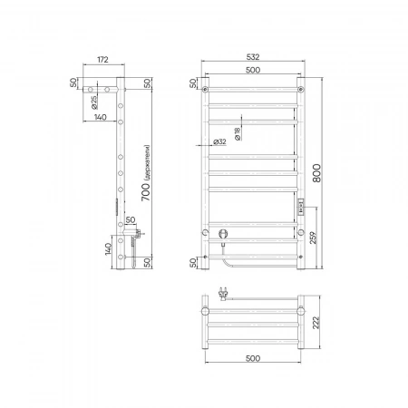 Фото электрический полотенцесушитель indigo line trinity 80/50 lсlte80-50pgnsrt