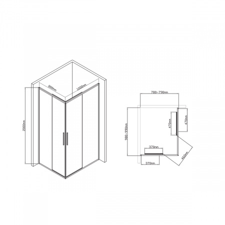 Фото душевое ограждение vincea slim-u 80x100 см  vss-2su8010cl