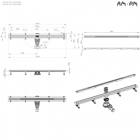 Фото душевой трап am.pm masterflow 100 см w01sc-s11-100-05bm