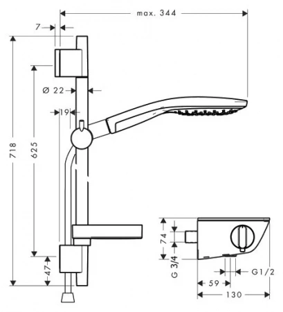 Фото термостатический смеситель для душа hansgrohe raindance select s 27036400