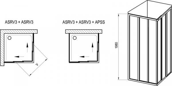 Фото душевое ограждение ravak supernova asrv3-80 80x80 см 15v401r211