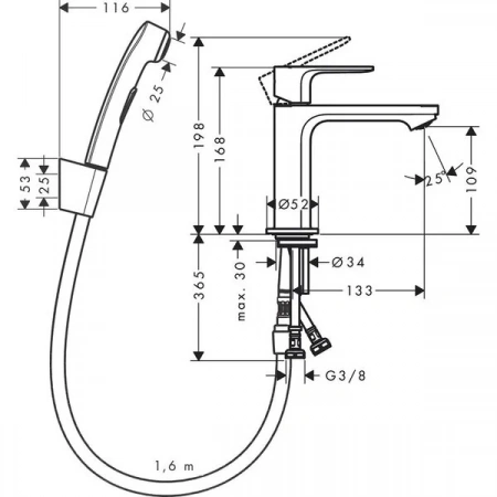 Фото смеситель для раковины hansgrohe rebris s 72215000