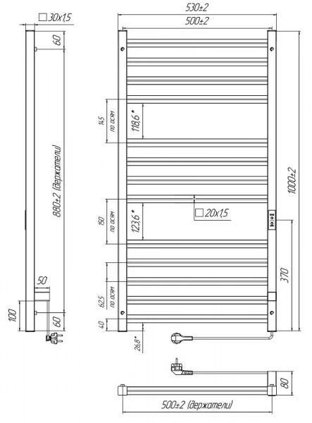 Фото электрический полотенцесушитель indigo attic romb 100/50 lсlatcre100-50brrt