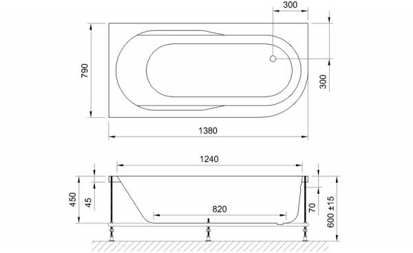Фото акриловая ванна royal bath azur rb614200l 138x79 см