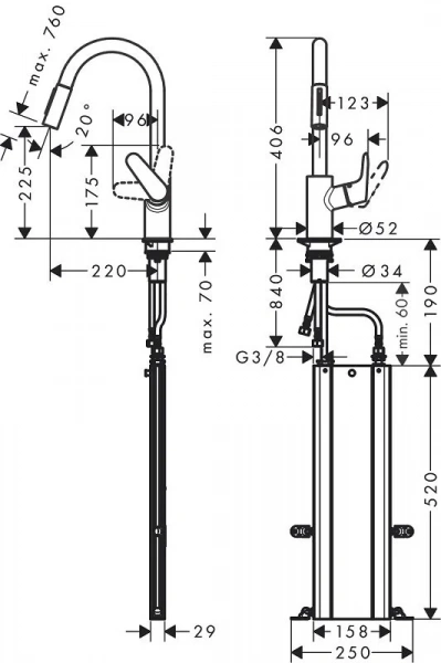 Фото смеситель для кухонной мойки hansgrohe focus 73895000