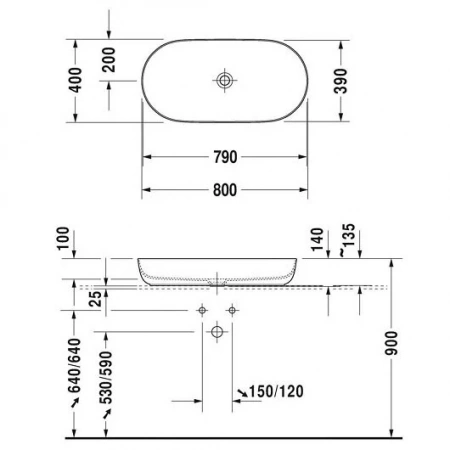 Фото раковина накладная duravit luv 80 см 379800000