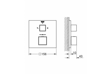 Фото встраиваемый термостатический смеситель для ванны grohe grohtherm cube 24154000