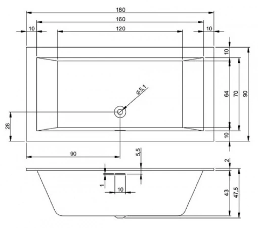 Фото акриловая ванна riho rethink cubic 180x90 см b107001005
