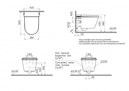 Фото умный подвесной унитаз vitra v-care 7777b403-6388