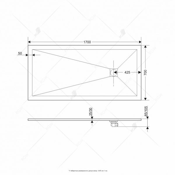 Фото поддон rgw st-0177g 70x150 см 16152717-02