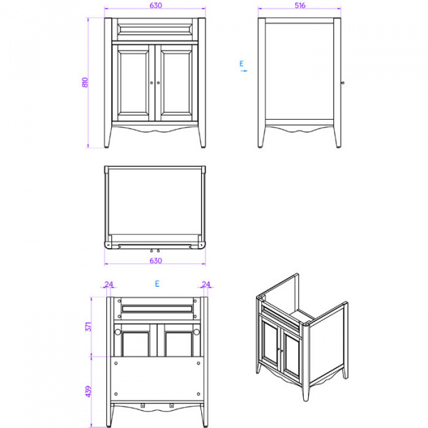Фото тумба с раковиной tw collection veronica nuovo 68 см ver2068-b+ar824bi*1
