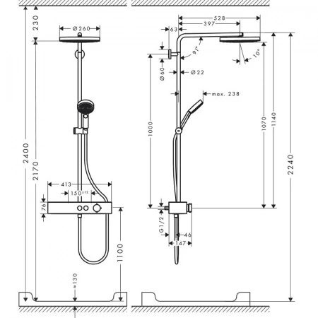 Фото душевая стойка hansgrohe pulsify 24221000
