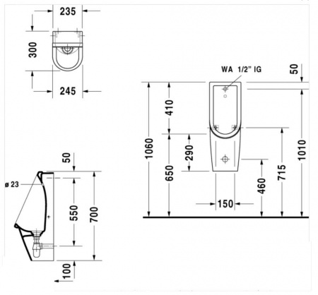 Фото подвесной писсуар duravit starck 3 827250000