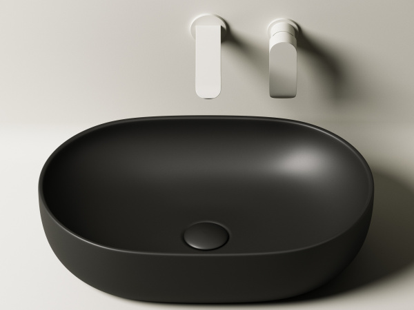 Фото раковина накладная ceramicanova element 60 см, цвет: черный cn6047mb