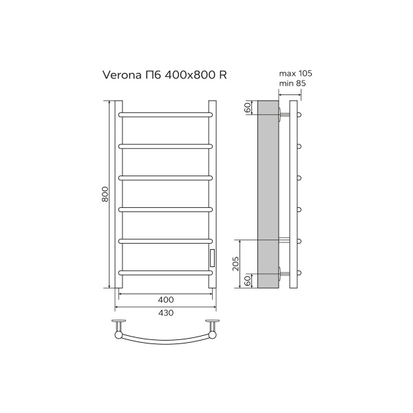 Фото электрический полотенцесушитель azario verona 40x80 см цвет: хром az04848