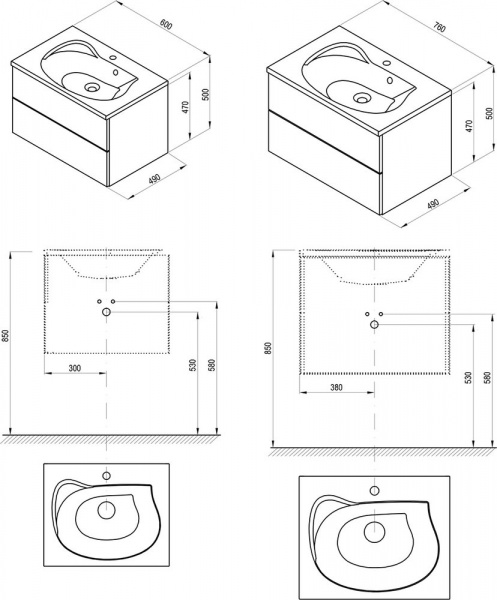 Фото тумба под раковину ravak rosa 2 76 см x000001293
