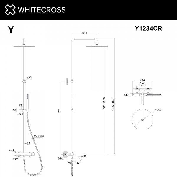 Фото душевая стойка whitecross y y1234cr, цвет: хром
