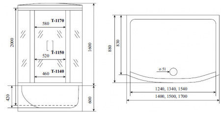 Фото душевая кабина timo standart t-6670 silver fabric 170x88 см