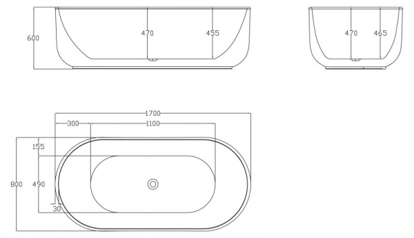Фото акриловая ванна belbagno bb401-1700-800 170x80 см