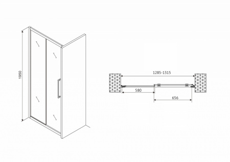 Фото душевая дверь abber schwarzer diamant 130 см ag30130h