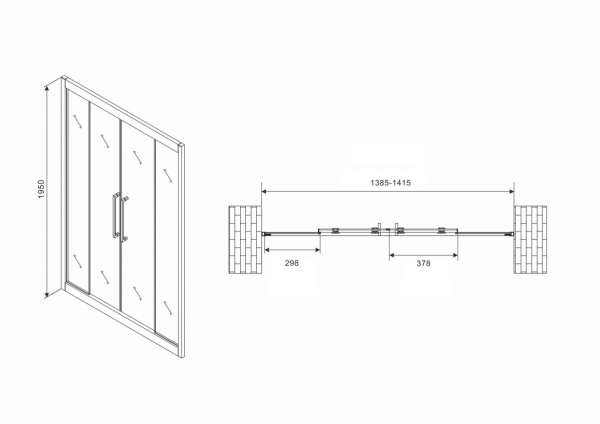 Фото душевая дверь abber schwarzer diamant 140 см ag33140bh