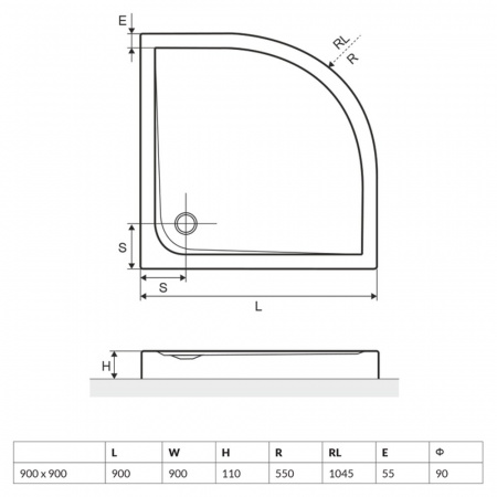 Фото поддон excellent sense compact 90x90 см brex.sen09whc