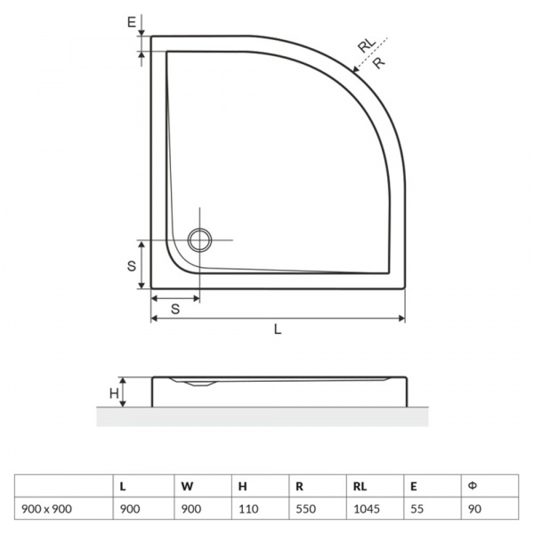 Фото поддон excellent sense compact 90x90 см brex.sen09whc