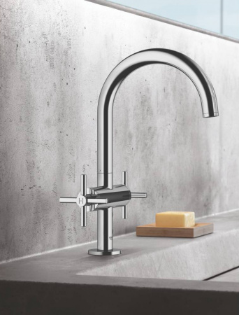 Фото смеситель для раковины grohe atrio new 21019003, цвет: хром