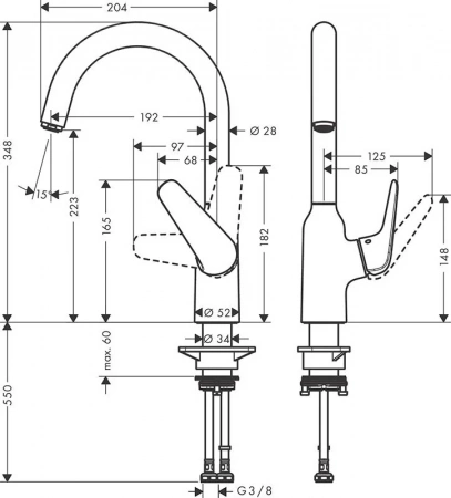 Фото смеситель для кухонной мойки hansgrohe focus 71802800
