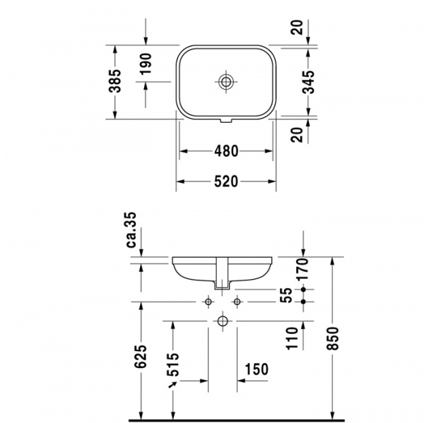 Фото раковина встраиваемая снизу duravit happy d.2 48 см 457480000