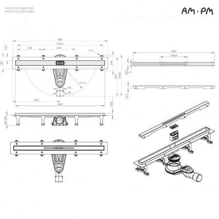 Фото душевой трап am.pm masterflow 60 см w01sc-s11-060-05bm