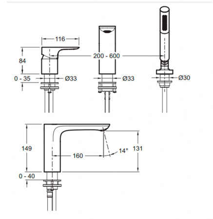 Фото смеситель на борт ванны jacob delafon aleo e72292-cp