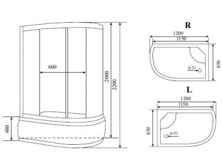 Фото душевая кабина timo standart t-6620 silver fabric l 120x85 см