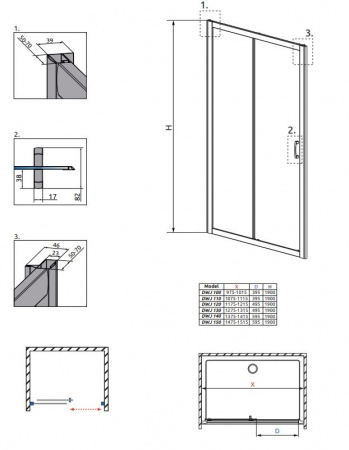 Фото душевая дверь radaway premium plus dwj 110 см 33302-01-06n