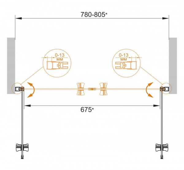 Фото душевая дверь cezares eco-o-b-2-80-c-cr 80 см