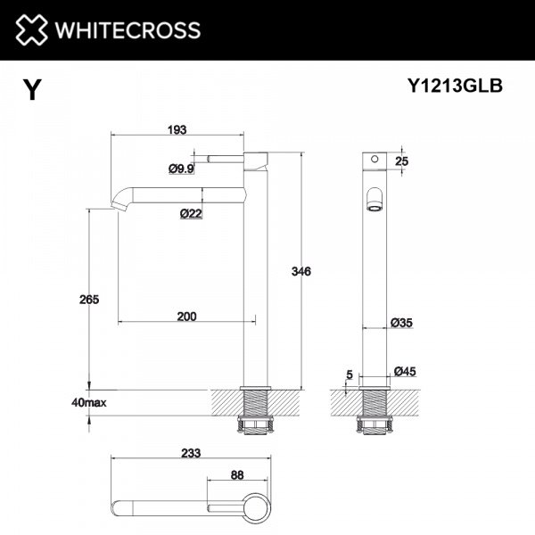 Фото смеситель для раковины whitecross y y1213glb, цвет: золото