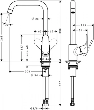 Фото смеситель для кухонной мойки hansgrohe focus е2 31820000_vstvo