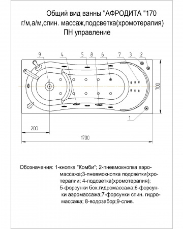 Фото акриловая ванна акватек афродита 170x70 см afr170-0000032