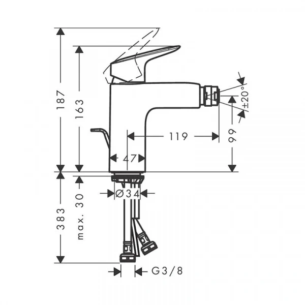 Фото смеситель для биде hansgrohe logis 71200670
