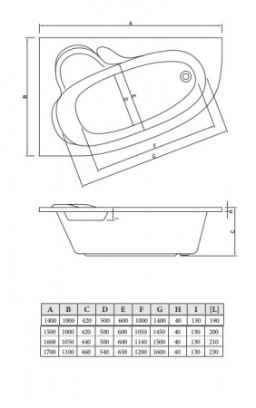 Фото акриловая ванна c-bath  atlant 150x100 см l cba00102l