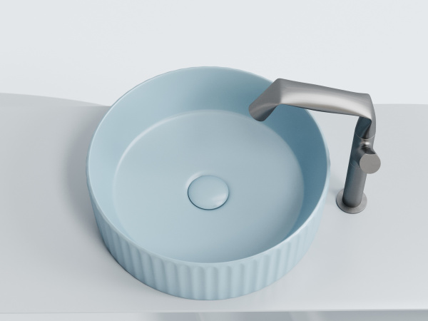 Фото раковина накладная ceramicanova element 36 см, цвет: голубой cn6057ml