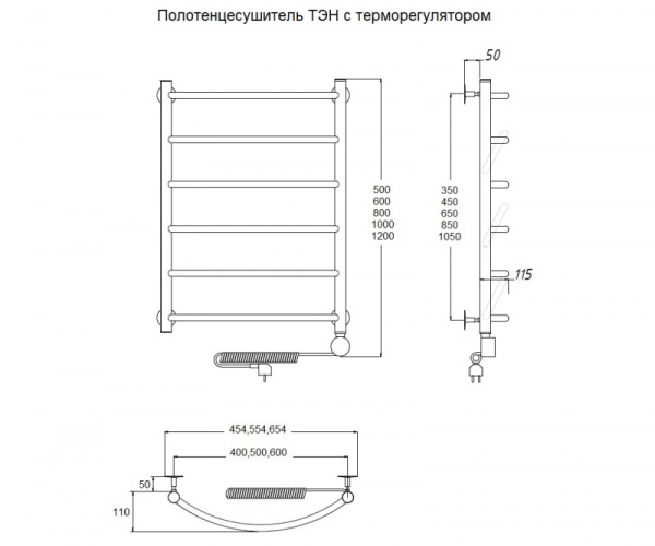 Фото электрический полотенцесушитель bronze de luxe декор 100x40 см