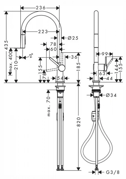 Фото смеситель для кухонной мойки hansgrohe talis 72842000