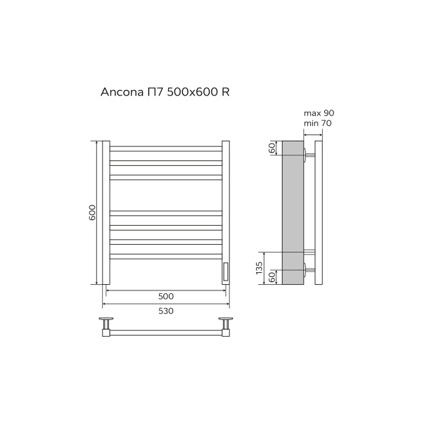 Фото электрический полотенцесушитель azario ancona 50x60 см цвет: белый az71856w