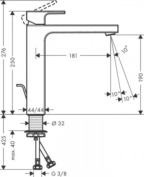 Фото смеситель для раковины hansgrohe vernis shape 71562000